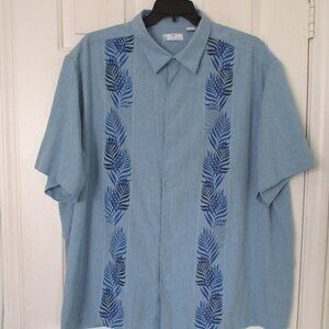 Cafe Luna Mens S/S Blue Casual Hawaiian Retro Mexican Wedding Shirt NWOT - XXL